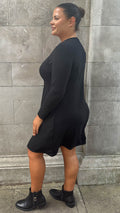 CurveWow Long Sleeve Swing Dress Black