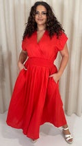 CurveWow Wrap Front Sundress Red