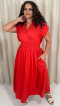 CurveWow Wrap Front Sundress Red