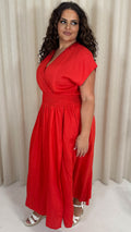 CurveWow Wrap Front Sundress Red