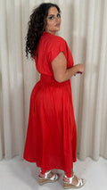 CurveWow Wrap Front Sundress Red