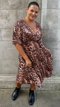 CurveWow Wrap Midi Dress Leopard