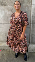 CurveWow Wrap Midi Dress Leopard