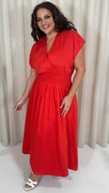 CurveWow Wrap Front Sundress Red