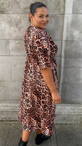 CurveWow Wrap Midi Dress Leopard