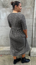 CurveWow 3/4 Sleeve Belted Midi Dress Animal Print