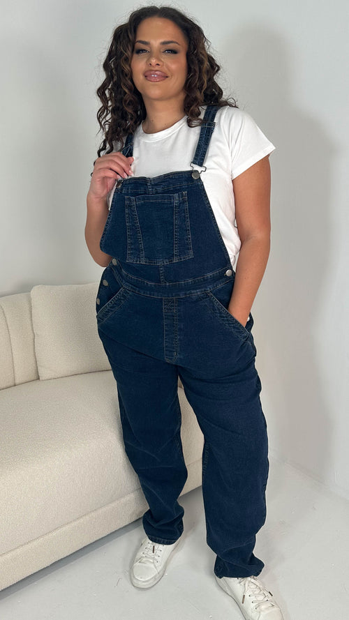 CurveWow Denim Dungaree Dark Wash