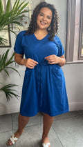 CurveWow Mini T-Shirt Dress With Drawstring Blue