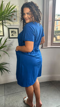 CurveWow Mini T-Shirt Dress With Drawstring Blue