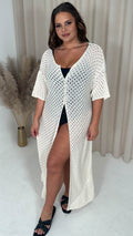 CurveWow Crochet Knitted Cardigan Oatmeal