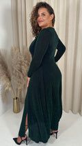 CurveWow Wrap Maxi Dress Green Black