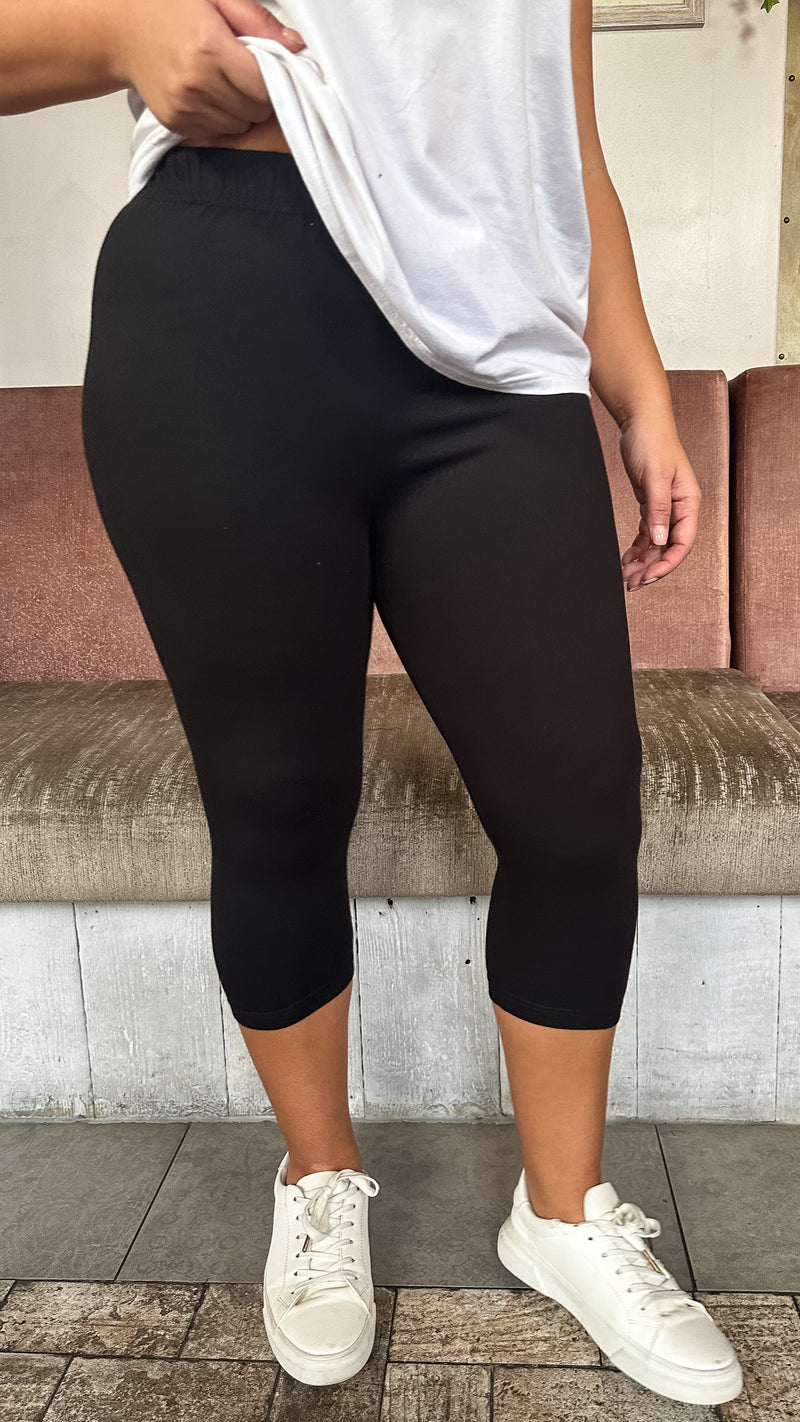 CurveWow Cropped Basic Leggings Black