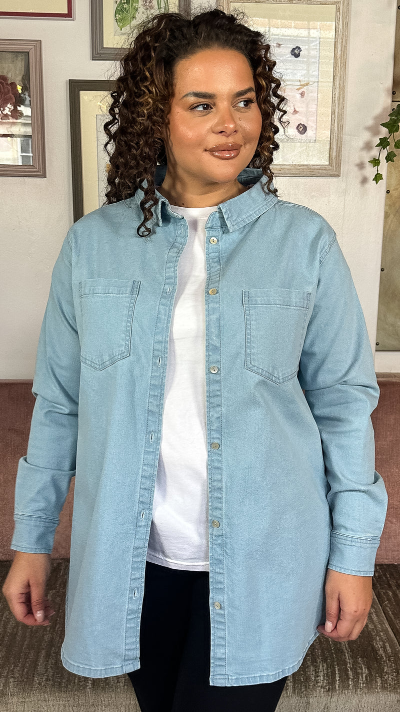 CurveWow Denim Oversized Shirt Light Wash