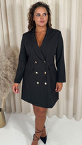 CurveWow Tuxedo Double Front Blazer Dress Black