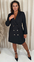 CurveWow Tuxedo Double Front Blazer Dress Black