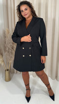 CurveWow Tuxedo Double Front Blazer Dress Black