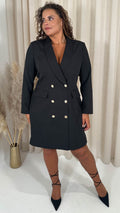 CurveWow Tuxedo Double Front Blazer Dress Black