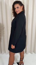 CurveWow Tuxedo Double Front Blazer Dress Black