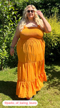 CurveWow Shirred Maxi Dress Orange