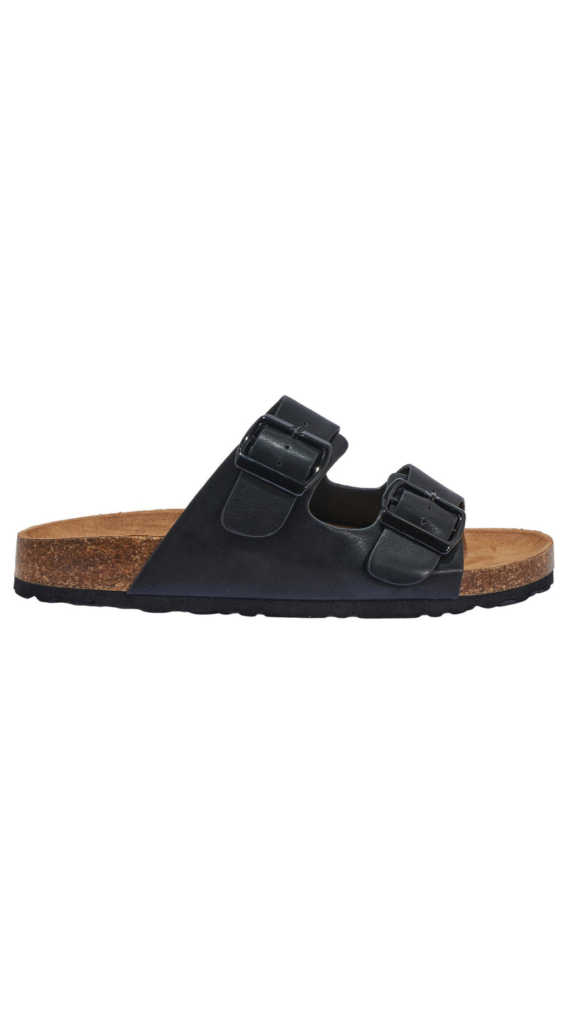 Buckle Strap Footbed Sandal Black