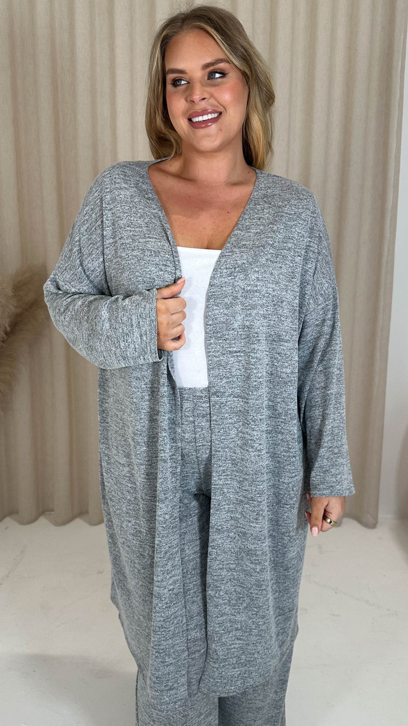 CurveWow Snit Longline Cardigan Grey