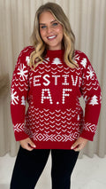 CurveWow Festive A.F Christmas Knitted Jumper Red