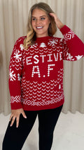 CurveWow Festive A.F Christmas Knitted Jumper Red