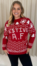 CurveWow Festive A.F Christmas Knitted Jumper Red