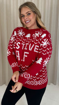 CurveWow Festive A.F Christmas Knitted Jumper Red