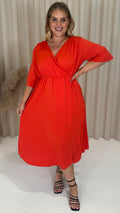 CurveWow Wrap Dress Plain Red