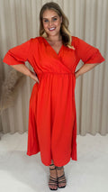 CurveWow Wrap Dress Plain Red