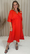 CurveWow Wrap Dress Plain Red