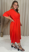 CurveWow Wrap Dress Plain Red