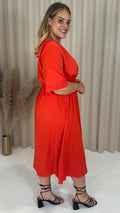 CurveWow Wrap Dress Plain Red