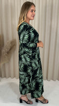 CurveWow Wrap Maxi Dress Black Tropical