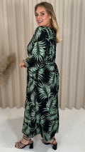 CurveWow Wrap Maxi Dress Black Tropical