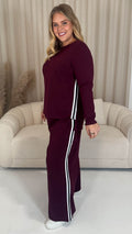 CurveWow Tape Wide Leg Trouser Plum