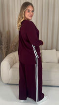 CurveWow Tape Wide Leg Trouser Plum