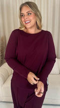 CurveWow Tape Side Long Sleeve Top Plum