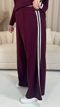 CurveWow Tape Wide Leg Trouser Plum