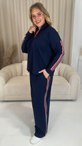 CurveWow Tape Wide Leg Trouser Navy