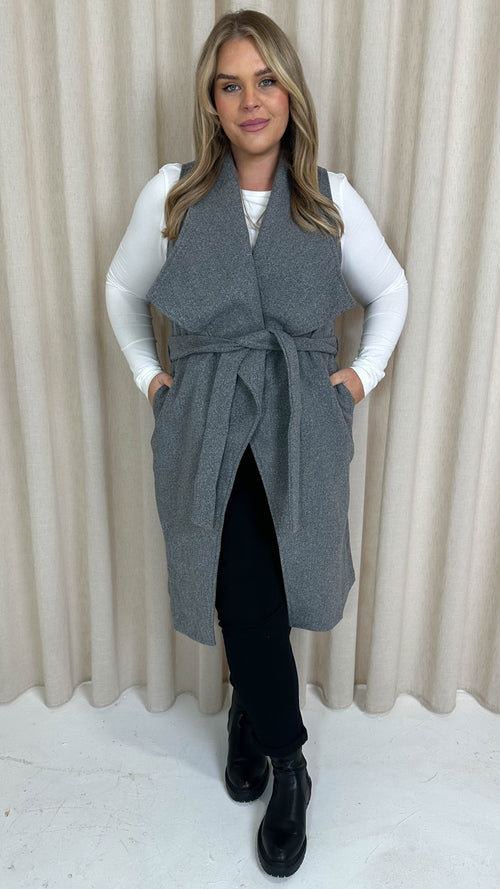 CurveWow Waterfall Gilet  Light Grey