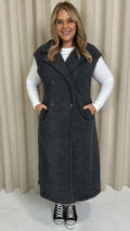 CurveWow Button Front Teddy Gilet Grey