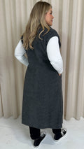 CurveWow Button Front Teddy Gilet Grey