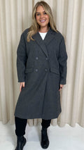 CurveWow Double Breasted Coat Charcoal