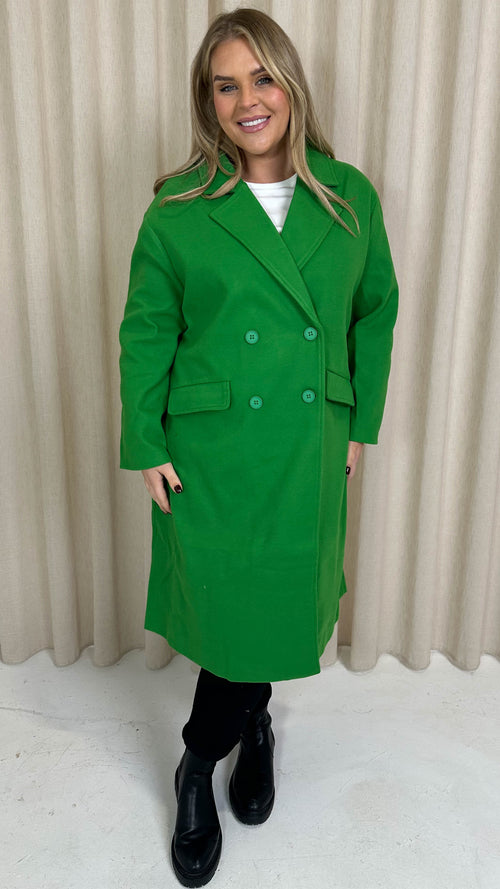 CurveWow Double Breasted Coat Green