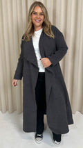 CurveWow Waterfall Maxi Coat Charcoal Grey