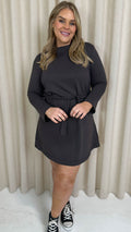 CurveWow Belted Swing Dress Charcoal