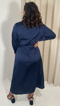 CurveWow Tie Side Shirt Dress Navy