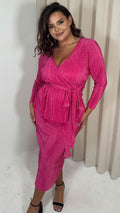 CurveWow Plisse Wrap Top Fuchsia